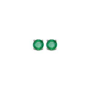 14K WG 1/2 ct. tw. Emerald Four Prong Solitaire Stud Earring
