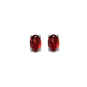 14K WG 1/2 ct. tw. Oval Garnet Four Prong Solitaire Stud Earring
