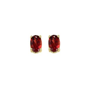 14K YG 1/2 ct. tw. Oval Garnet Four Prong Solitaire Stud Earring