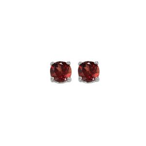 14K WG 1/2 ct. tw. Garnet Four Prong Solitaire Stud Earring