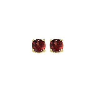 14K YG 1/2 ct. tw. Garnet Four Prong Solitaire Stud Earring