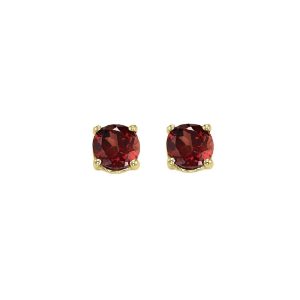14K YG 7/8 ct. tw. Garnet Four Prong Solitaire Stud Earring