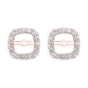 14K RG 1/5 ct. tw. Diamond Cushion Halo Jacket Earring (1/2 ct. tw. Center Diamond)