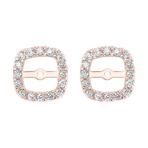 14K RG 1/5 ct. tw. Diamond Cushion Halo Jacket Earring (3/4 ct. tw. Center Diamond)