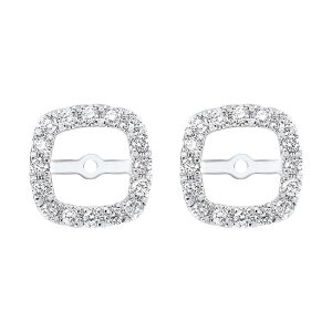 14K WG 1/5 ct. tw. Diamond Cushion Halo Jacket Earring (3/4 ct. tw. Center Diamond)