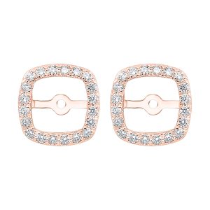 14K RG 1/3 ct. tw. Diamond Cushion Halo Jacket Earring (2 ct. tw. Center Diamond)