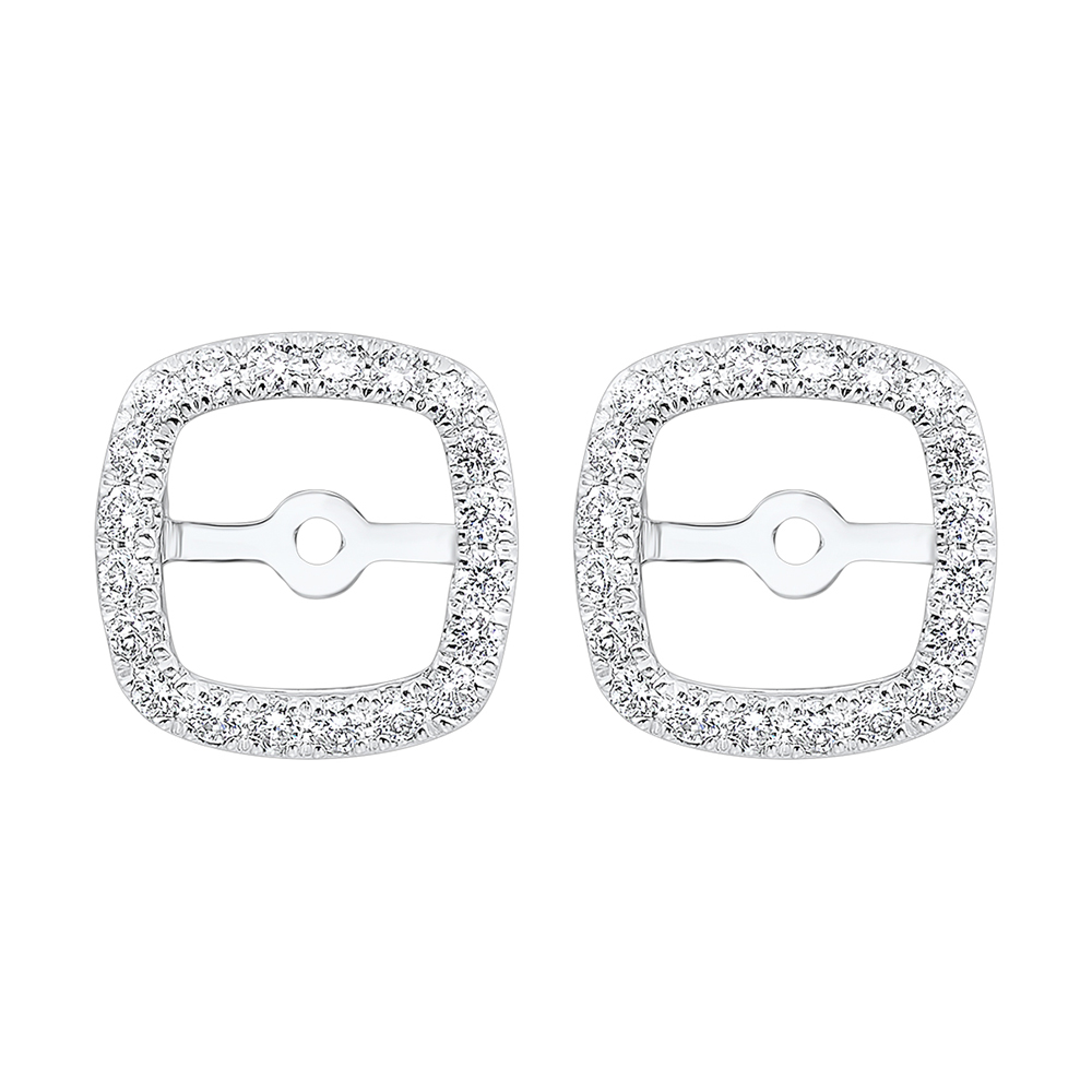 14K WG 1/3 ct. tw. Diamond Cushion Halo Jacket Earring (2 ct. tw. Center Diamond)