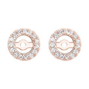 14K RG 1/6 ct. tw. Diamond Round Halo Jacket Earring (1/4 ct. tw. Center Diamond)