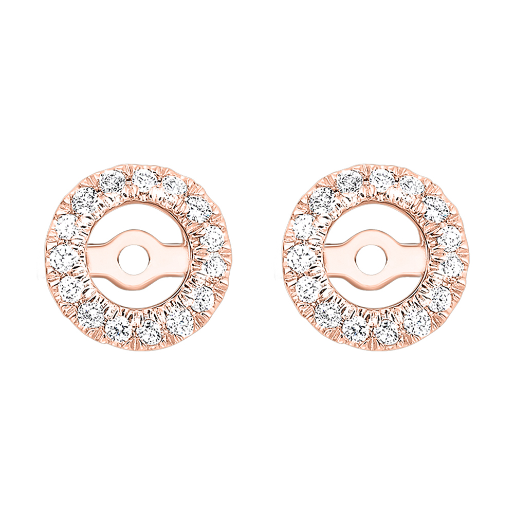 14K RG 1/6 ct. tw. Diamond Round Halo Jacket Earring (1/4 ct. tw. Center Diamond)