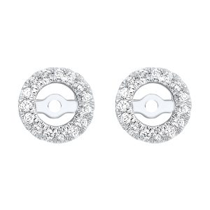 14K WG 1/6 ct. tw. Diamond Round Halo Jacket Earring (1/4 ct. tw. Center Diamond)