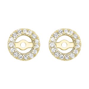 14K YG 1/6 ct. tw. Diamond Round Halo Jacket Earring (1/4 ct. tw. Center Diamond)