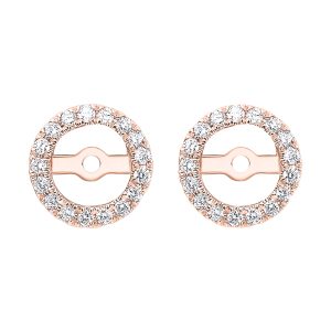 14K RG 1/5 ct. tw. Diamond Round Halo Jacket Earring (3/4 ct. tw. Center Diamond)