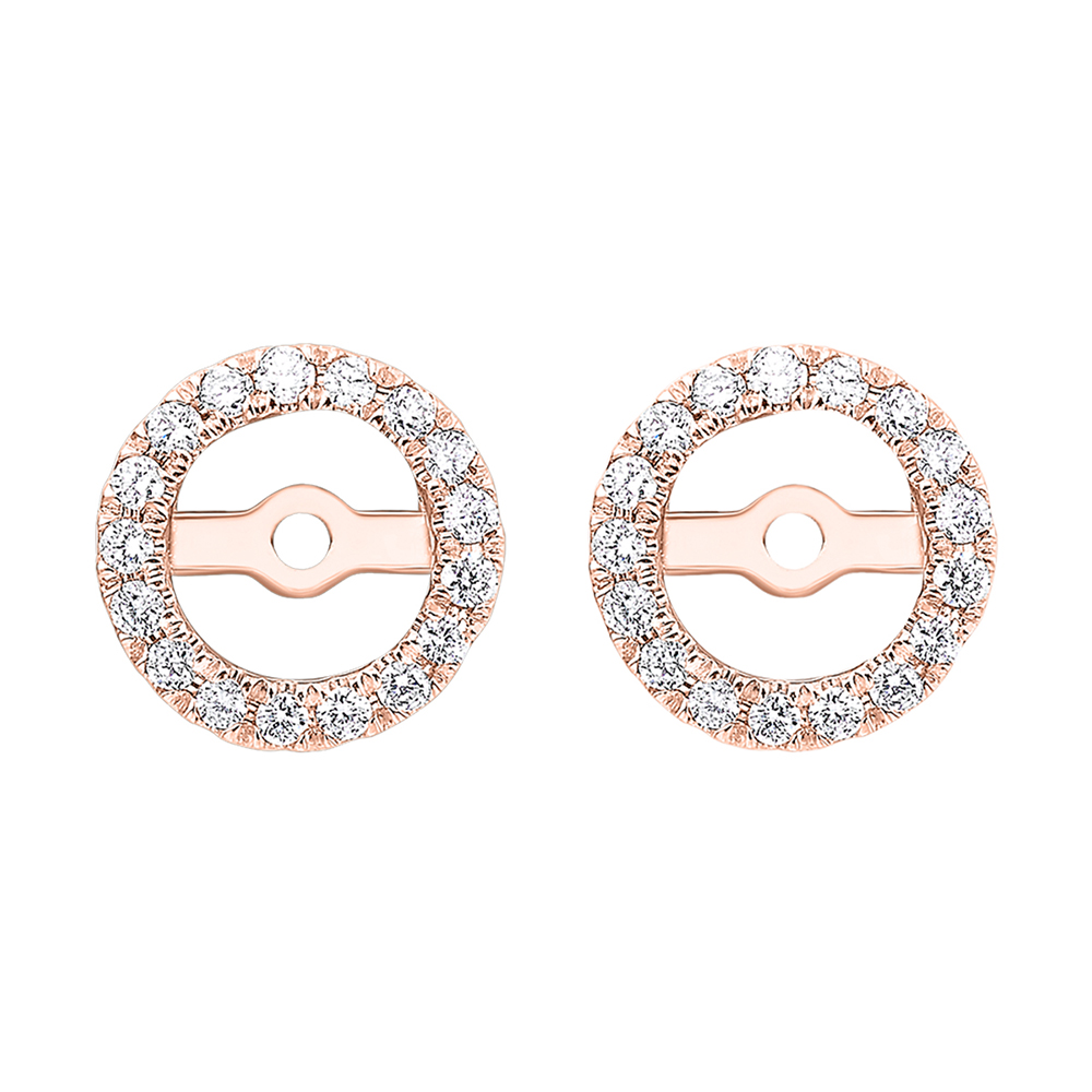 14K RG 1/5 ct. tw. Diamond Round Halo Jacket Earring (3/4 ct. tw. Center Diamond)