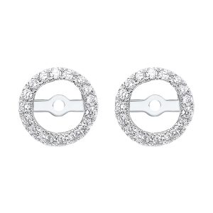 14K WG 1/5 ct. tw. Diamond Round Halo Jacket Earring (3/4 ct. tw. Center Diamond)
