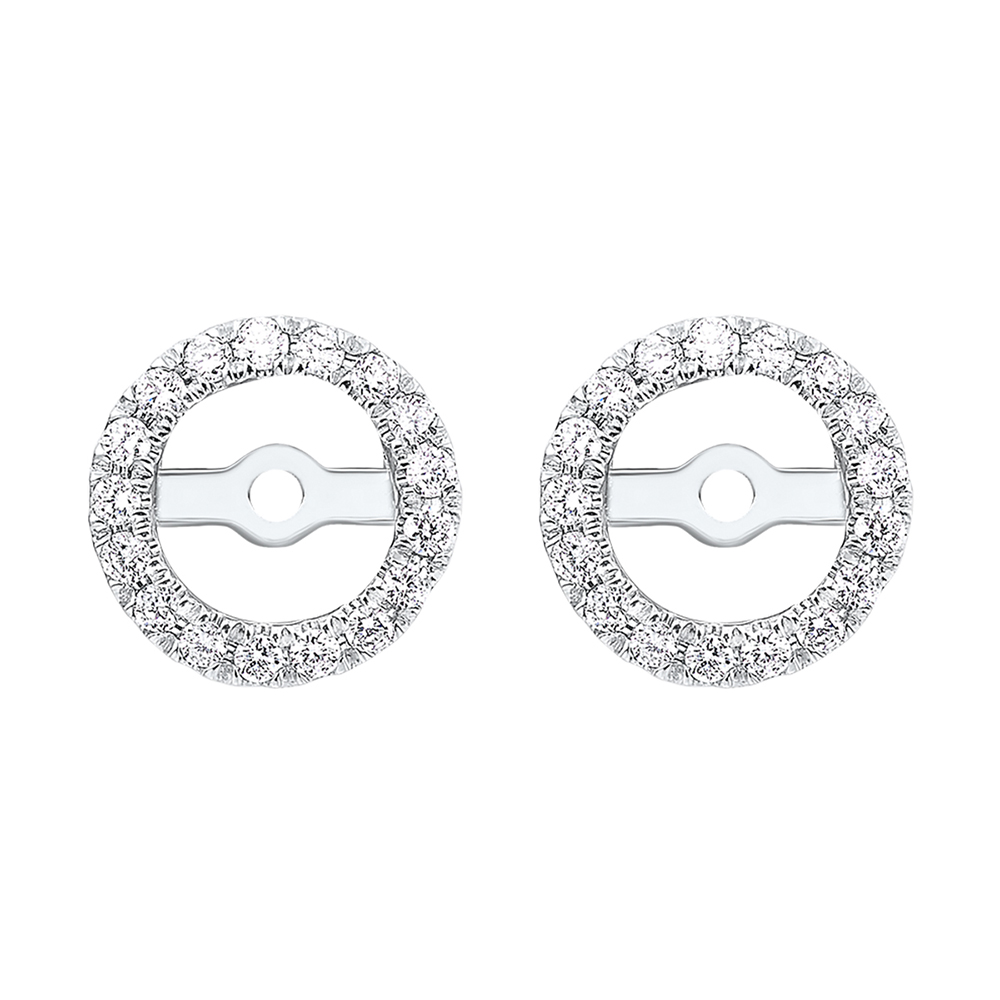 14K WG 1/5 ct. tw. Diamond Round Halo Jacket Earring (3/4 ct. tw. Center Diamond)