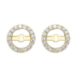 14K YG 1/5 ct. tw. Diamond Round Halo Jacket Earring (3/4 ct. tw. Center Diamond)