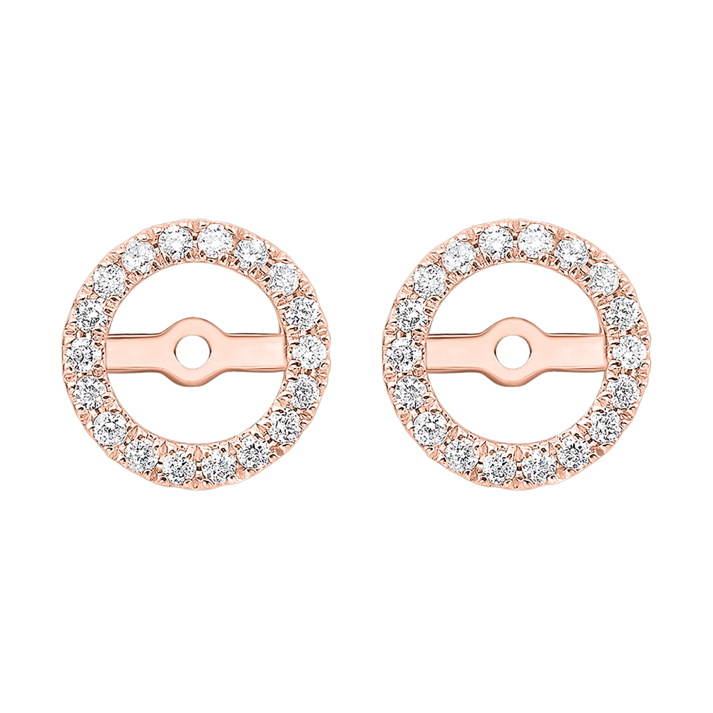 14K RG 1/4 ct. tw. Diamond Round Halo Jacket Earring (1 ct. tw. Center Diamond)