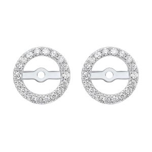 14K WG 1/4 ct. tw. Diamond Round Halo Jacket Earring (1 ct. tw. Center Diamond)