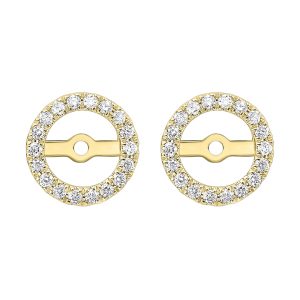 14K YG 1/4 ct. tw. Diamond Round Halo Jacket Earring (1 ct. tw. Center Diamond)