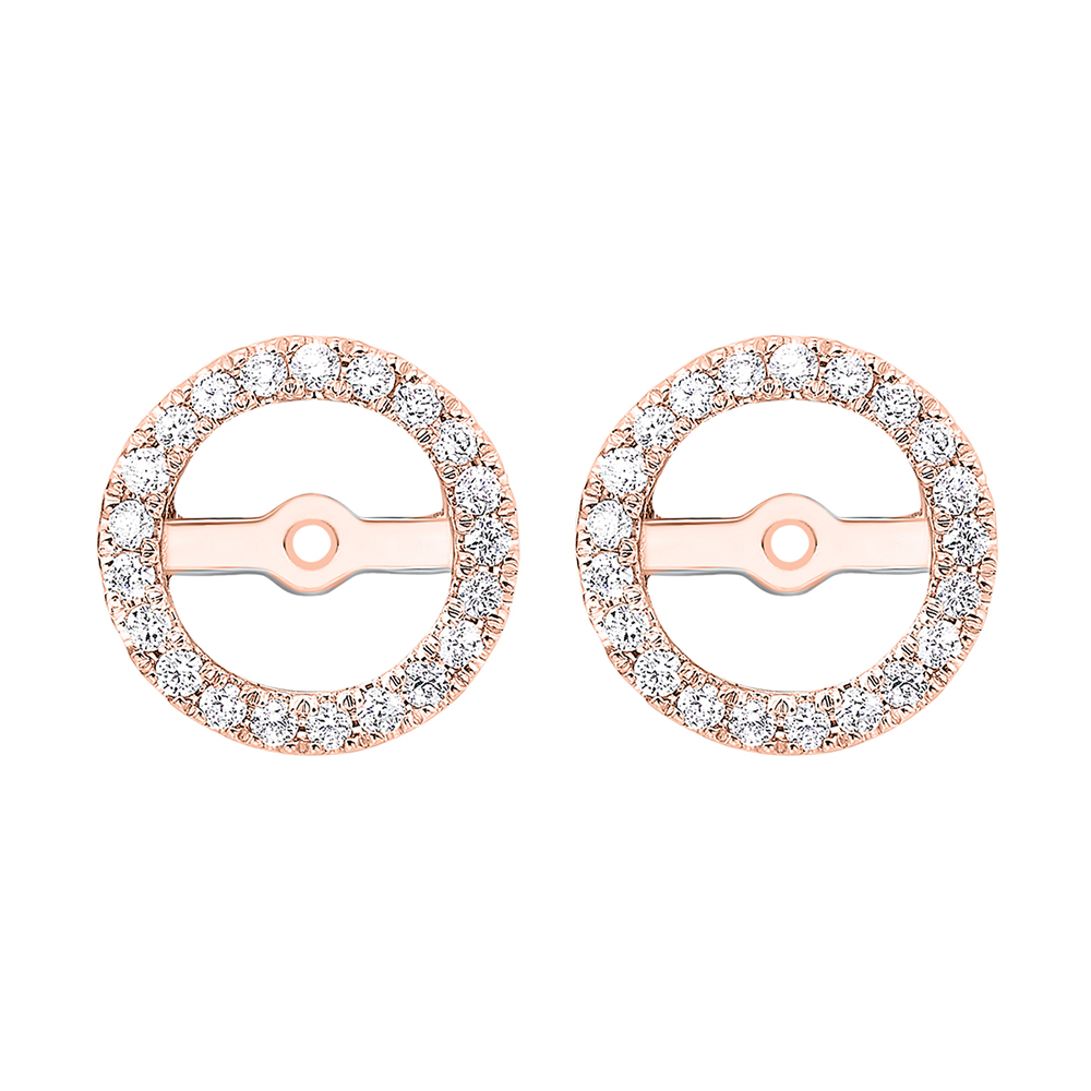 14K RG 1/4 ct. tw. Diamond Round Halo Jacket Earring (1 1/2 ct. tw. Center Diamond)
