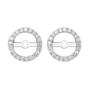 14K WG 1/4 ct. tw. Diamond Round Halo Jacket Earring (1 1/2 ct. tw. Center Diamond)