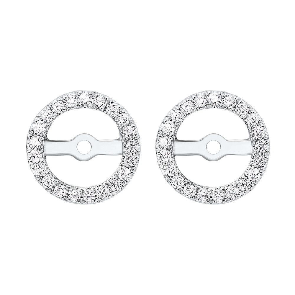 14K WG 1/4 ct. tw. Diamond Round Halo Jacket Earring (1 1/2 ct. tw. Center Diamond)