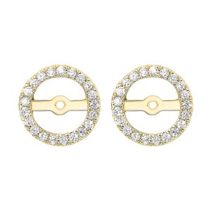 14K YG 1/4 ct. tw. Diamond Round Halo Jacket Earring (1 1/2 ct. tw. Center Diamond)