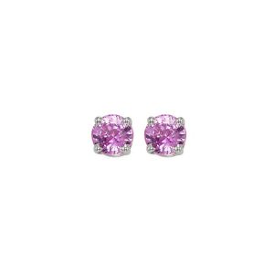14K WG 1/2 ct. tw. Pink Sapphire Four Prong Solitaire Stud Earring