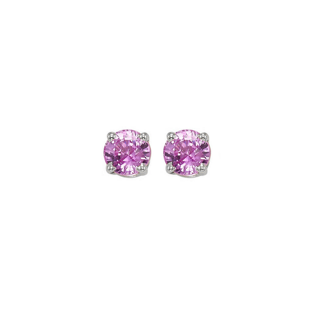14K WG 1/2 ct. tw. Pink Sapphire Four Prong Solitaire Stud Earring