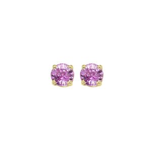14K YG 1/2 ct. tw. Pink Sapphire Four Prong Solitaire Stud Earring