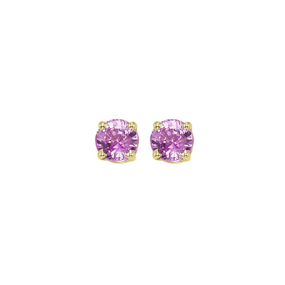 14K YG 1/2 ct. tw. Pink Sapphire Four Prong Solitaire Stud Earring