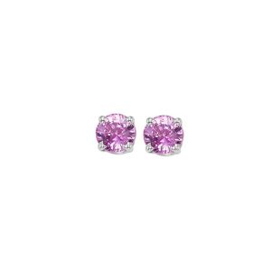 14K WG 1 ct. tw. Pink Sapphire Four Prong Solitaire Stud Earring