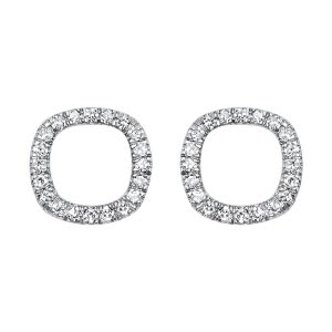 14K WG 1/15 ct. tw. Diamond Cushion Shape Earring