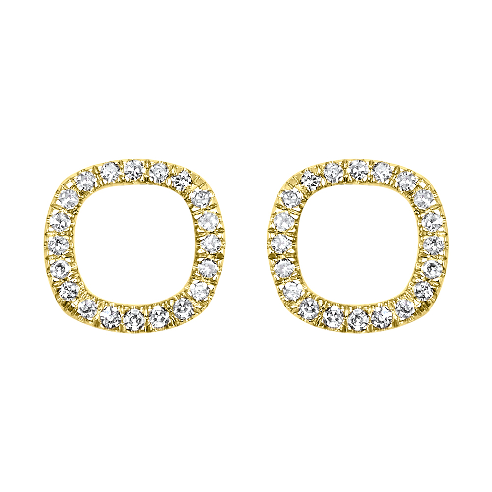 14K YG 1/15 ct. tw. Diamond Cushion Shape Earring
