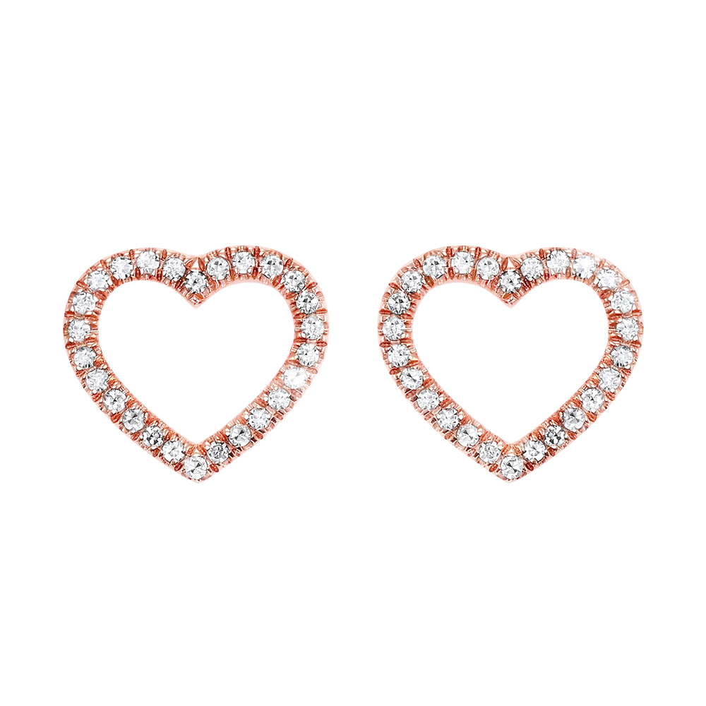 14K RG 1/10 ct. tw. Diamond Heart Shape Earring