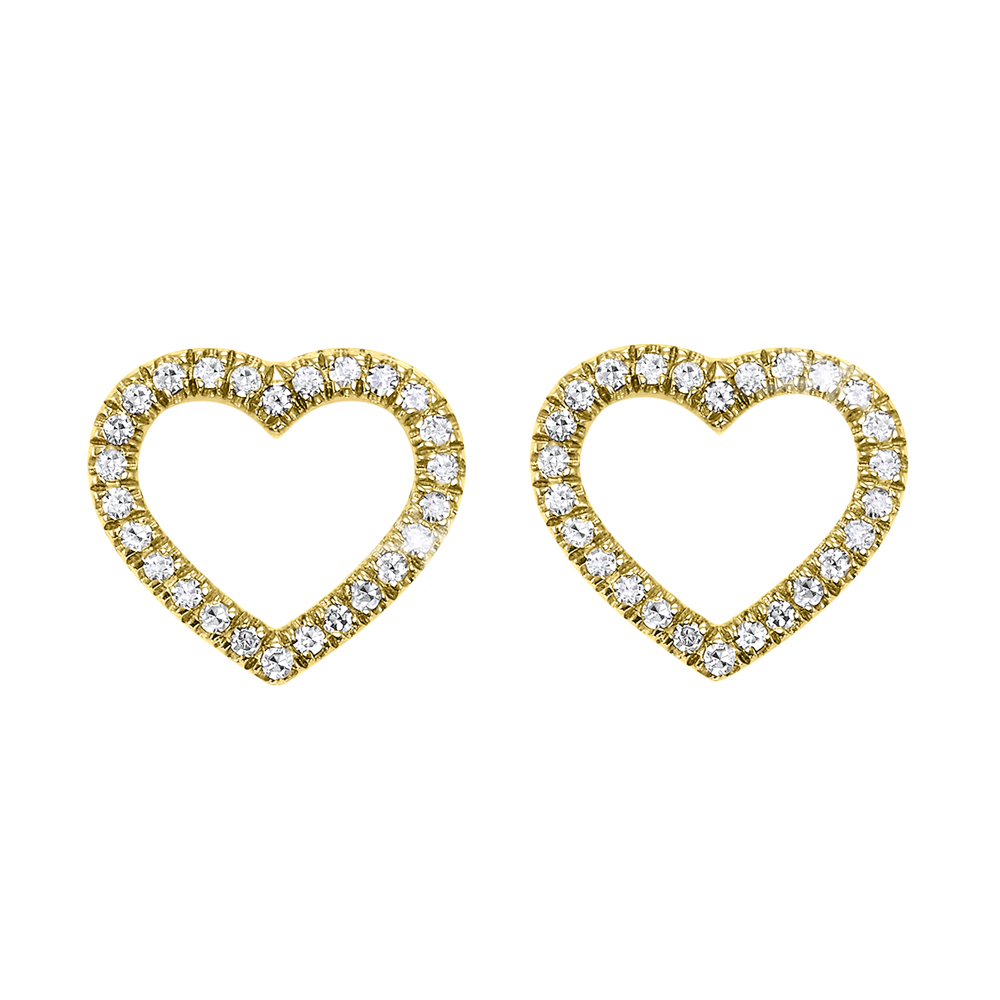 14K YG 1/10 ct. tw. Diamond Heart Shape Earring