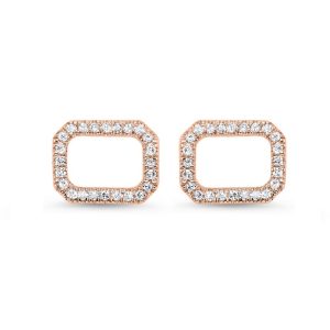 14K RG 1/10 ct. tw. Diamond Emerald Shape Earring