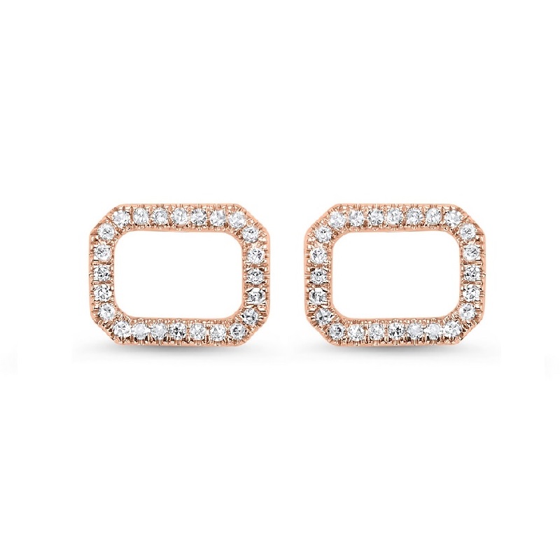 14K RG 1/10 ct. tw. Diamond Emerald Shape Earring