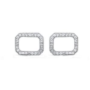 14K WG 1/10 ct. tw. Diamond Emerald Shape Earring