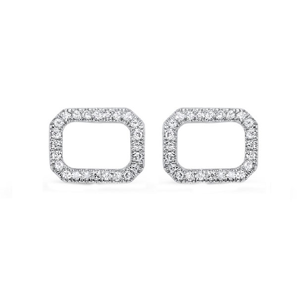14K WG 1/10 ct. tw. Diamond Emerald Shape Earring