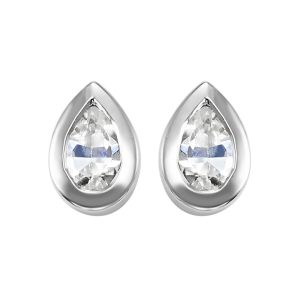 14K WG 1/6 ct. tw. Pear Diamond Bezel Set Solitaire Stud Earring
