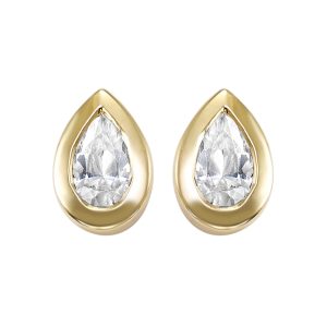 14K YG 1/6 ct. tw. Pear Diamond Bezel Solitaire Stud Earring