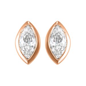 14K RG 1/6 ct. tw. Marquise Diamond Bezel Solitaire Stud Earring
