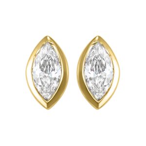 14K YG 1/6 ct. tw. Marquise Diamond Bezel Solitaire Stud Earring