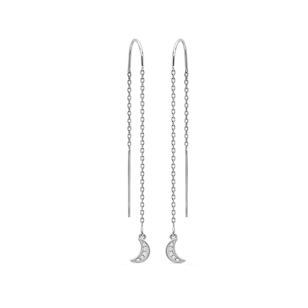 14K WG 1/20 ct. tw. Diamond Threader Earring