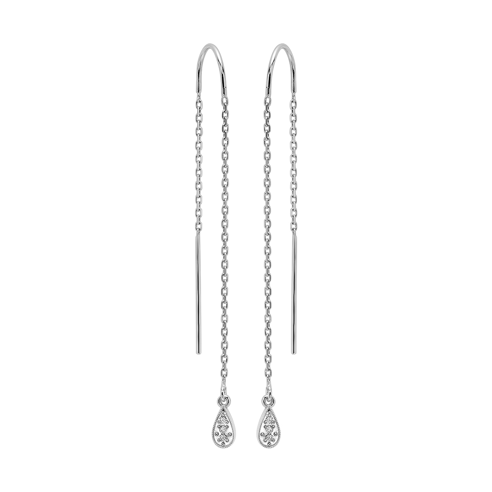 14K WG 1/25 ct. tw. Diamond Threader Earring