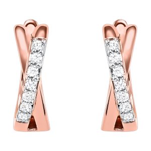 10K RG 1/6 ct. tw. Diamond Criss Cross Hoop Earring