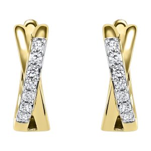 10K YG 1/6 ct. tw. Diamond Criss Cross Hoop Earring