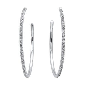 14K WG 1/15 ct. tw. Diamond Hoop Earring