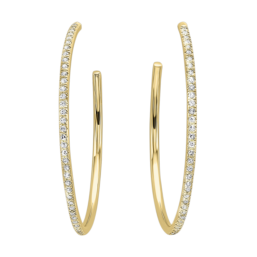14K YG 1/15 ct. tw. Diamond Hoop Earring